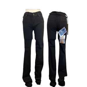 KSUBI Silent March Sealed Black Low Rise Stacked Denim Jean Women's 24 N…